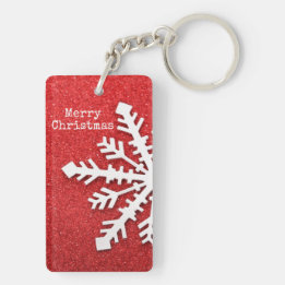 Chaveiro Feliz Natal Vermelho e Neve Branca