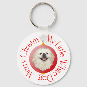 Chaveiro Feliz Natal White Pekingese
