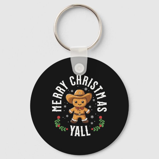 Chaveiro Feliz Natal Yall Gingercake Cowboy Howdy West (Frente)