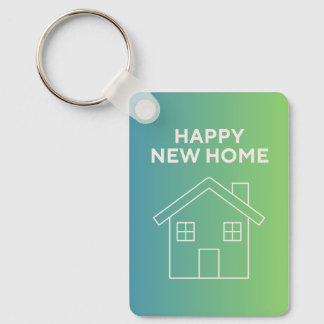 Chaveiro Feliz Nova Casa com Fundo Gradiente Verde