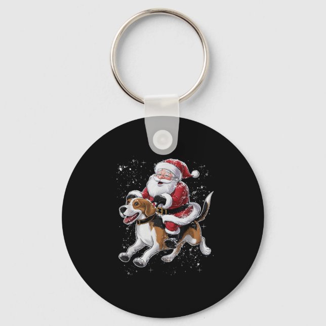 Chaveiro Feliz Pai Natal A Andar No Natal Do Cachorro Da Be (Frente)