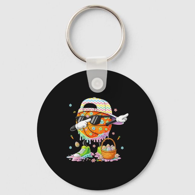 Chaveiro Feliz páscoa coelho da páscoa engraçado basquete h (Frente)