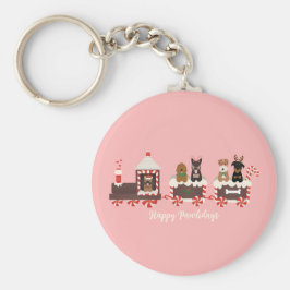 Chaveiro Feliz Pawlidays Trem de Natal de Cachorro Férias