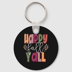 Chaveiro Feliz Queda Yall Pumpkin Dia de Ação de Graças Cor