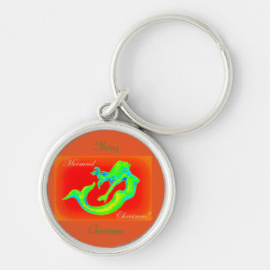 Chaveiro Feliz Sereia de Natal vermelho