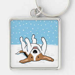 Chaveiro Feliz Snow Beagle de inverno - Cão de Cartoon Bon