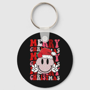 Chaveiro Feliz Sorriso de Natal Rosto Papai Noel Groovy