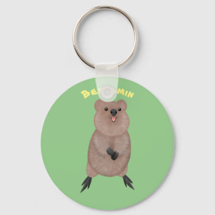Chaveiro Feliz sorriso, design de desenho animado de quokka