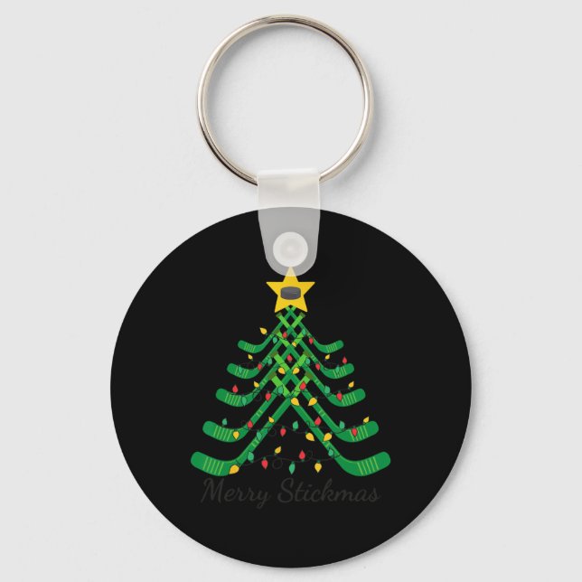 Chaveiro Feliz Stickmas Divertido Hockey Natal  (Frente)