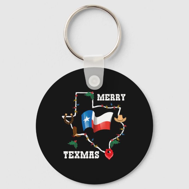 Chaveiro Feliz Texmas Texas Flag Natal Xmas Family Holi (Frente)