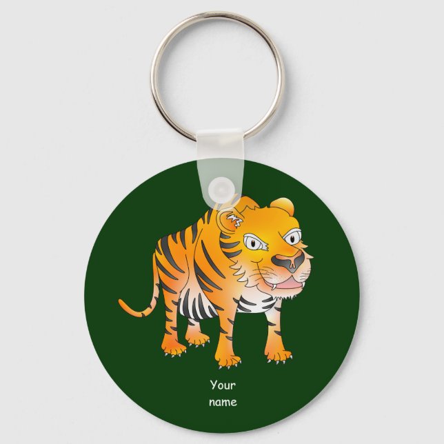 Chaveiro Feliz tigre de desenho animado (Frente)