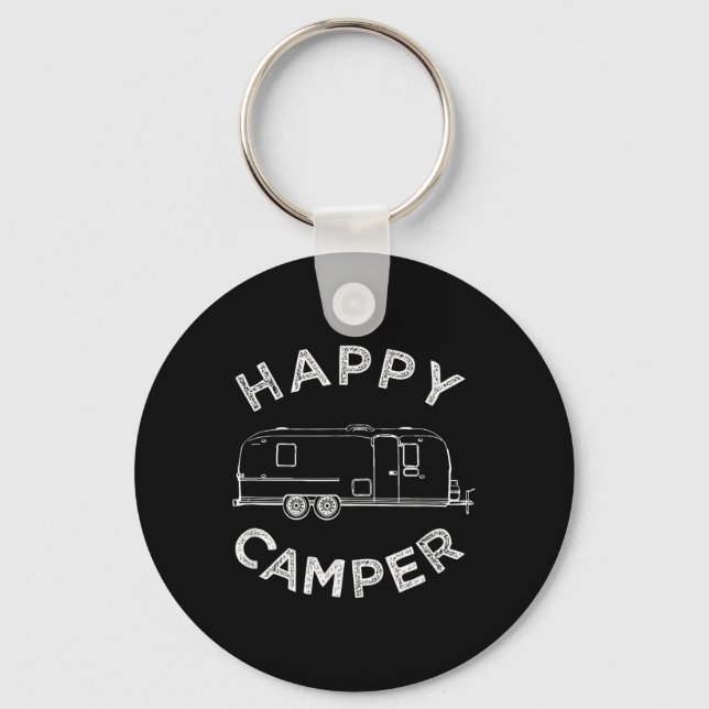 Chaveiro Feliz Trailer Camper, Retro Camping Caravan Tee (Frente)