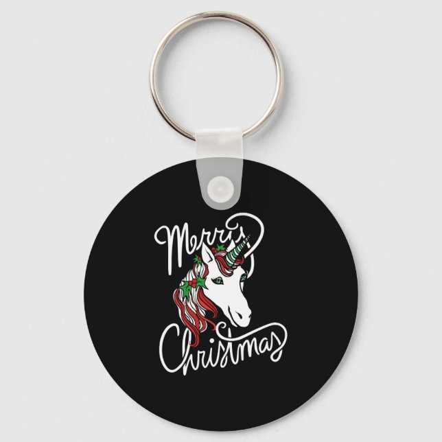 Chaveiro feliz unicórnio de natal (Frente)