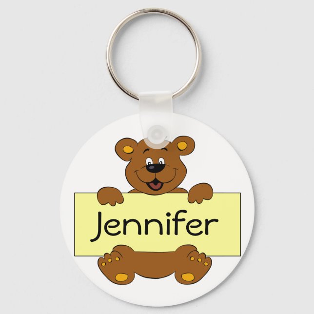Chaveiro Feliz urso com desenhos personalizáveis de banner (Frente)