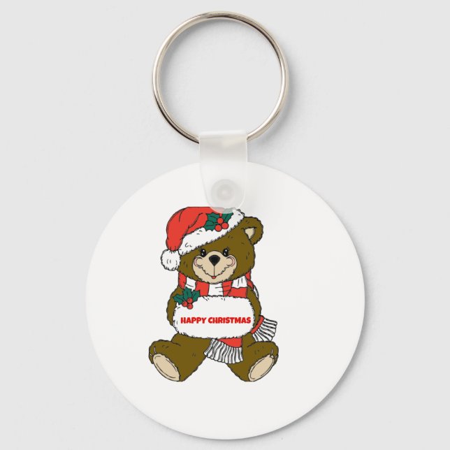 Chaveiro Feliz Urso de Natal (Frente)