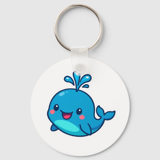 Chaveiro Feliz Vinheta de Baleia Kawaii - Amigo do Oceano B (Frente)