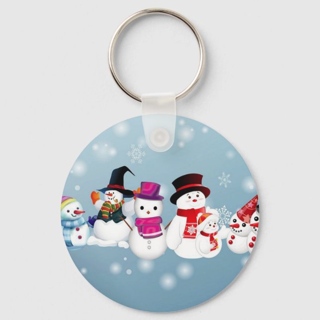 Chaveiro Felizes Feriados Snowmen (Frente)