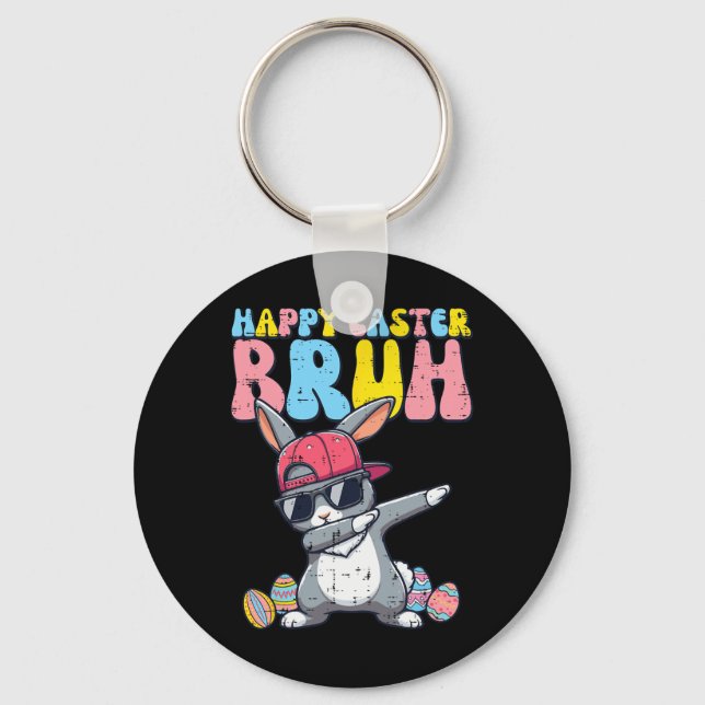 Chaveiro Felz pascoa Bruh Bunny Dab Rabbit Boys Crianças (Frente)
