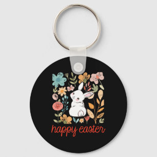 Chaveiro Felz pascoa Bunny Floral Flower Vintage Coelho Wo