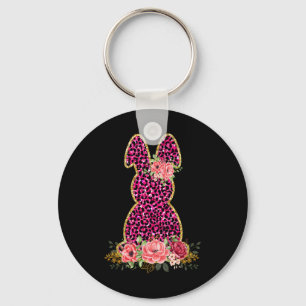 Chaveiro Felz pascoa de coelhinho rosado-rosado-leopardo