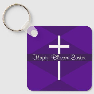 Chaveiro Felz pascoa White Cross Purple Christian