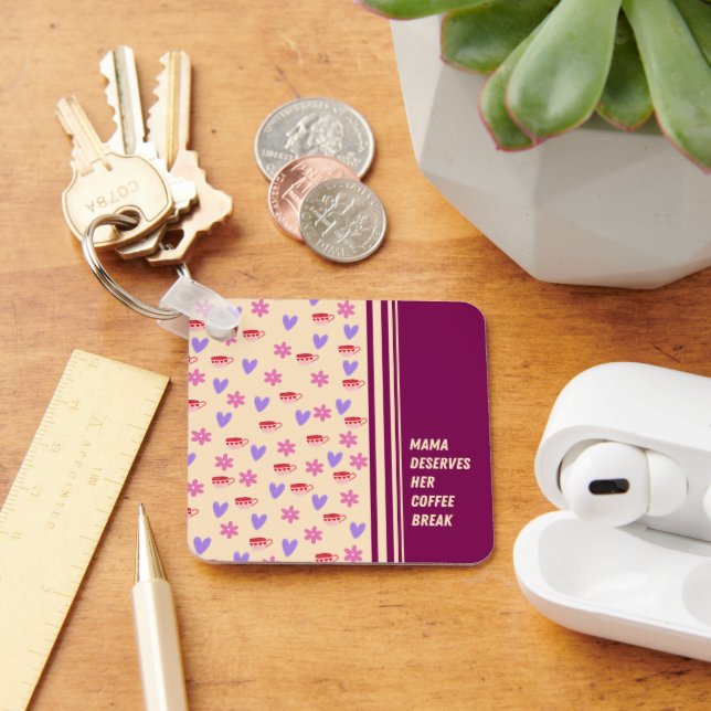 Chaveiro Feminine Stripes Mama Café Break Art (Mesa)