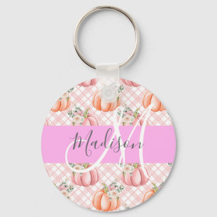 Chaveiro Feminino Chic Floral Rosa Pêssego Abóbora Monogram