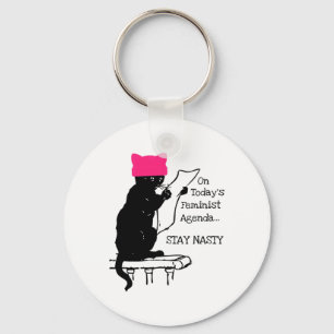 Chaveiro Feminista Resiste Gato Rosa Rosa Fica Desagradável