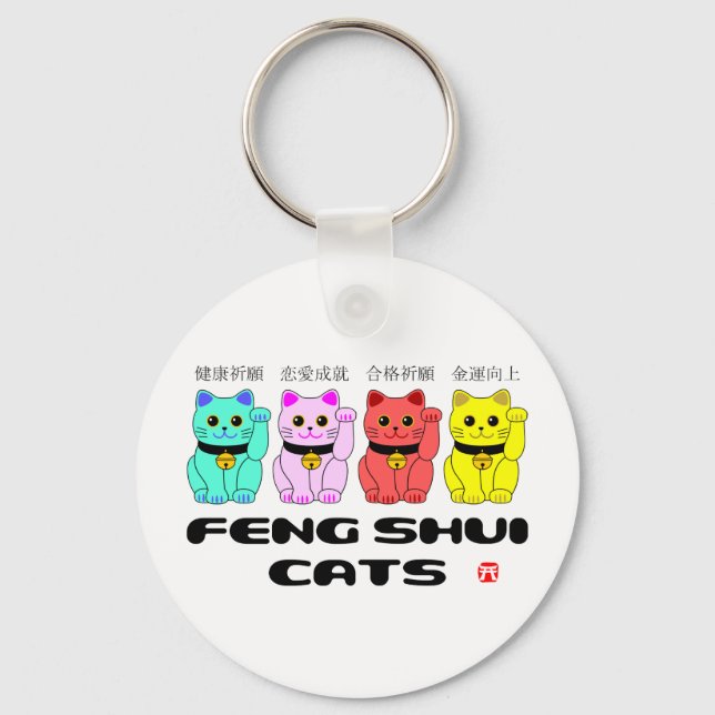 Chaveiro Feng shui cats-Beckoning (Frente)