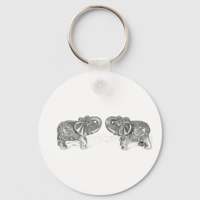 Chaveiro Feng Shui Duplo Elefante - B&W (Frente)