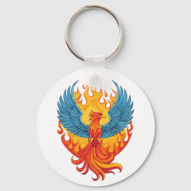 Chaveiro Fênix mitológica fantástica brilhante (Frente)