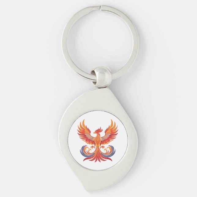 Chaveiro Fênix mitológica fantástica brilhante (Frente)
