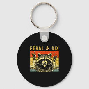 Chaveiro Feral e seis guaxinim engraçado 6º aniversário men