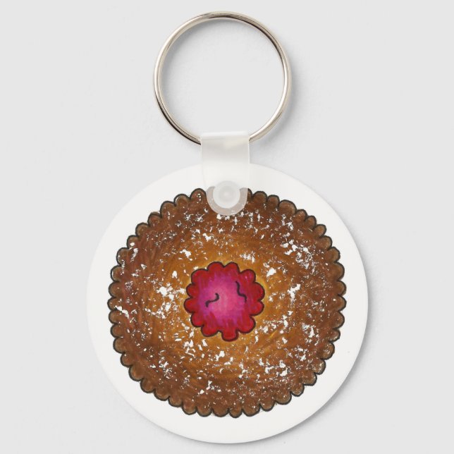 Chaveiro Feriado de Natal de Raspberry Linzer Torte Cookie (Frente)