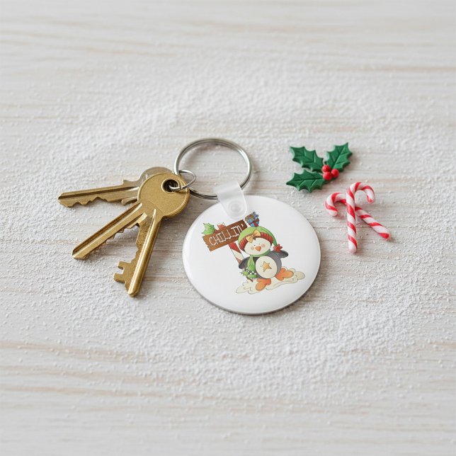 Chaveiro Feriado de Natal do Pinguim e Pássaro (Criador carregado)