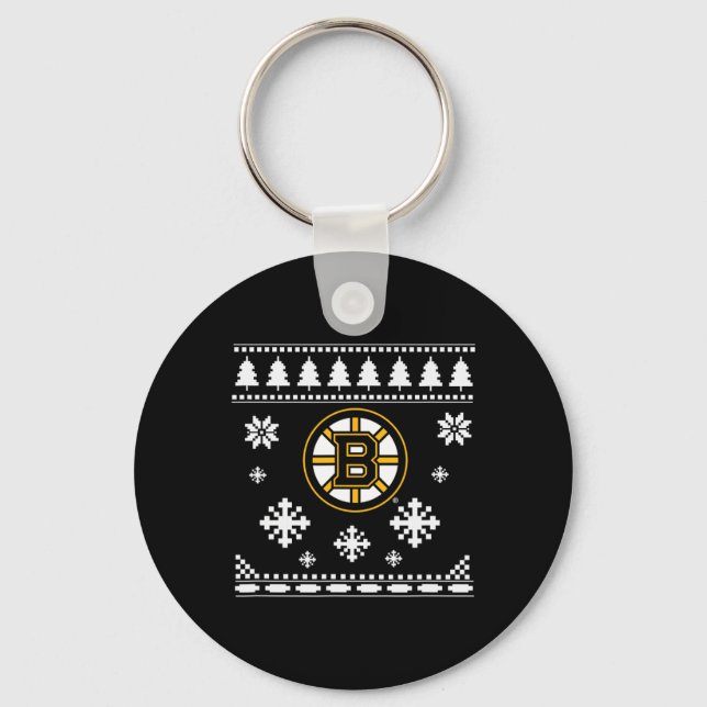 Chaveiro Feriado de Sweater de Natal Feio de Boston Bruins (Frente)