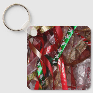 Chaveiro Feriado Vermelho e Dourado das Fitas de Natal