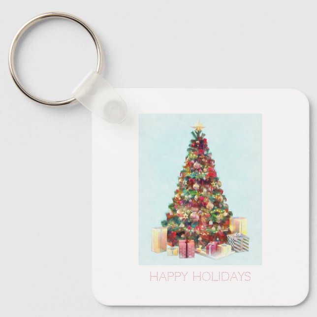 Chaveiro Férias Felizes. Árvore de Natal (Frente)