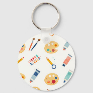 Chaveiro Ferramentas de Pintura de Artista Padrão Fofo Aqua