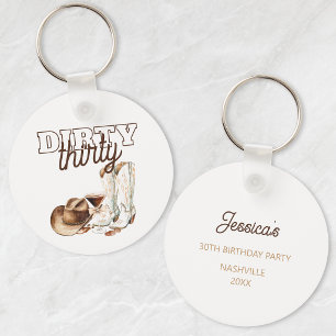 Chaveiro Festa de 30 Anos Western Rustic Dirty Thirty