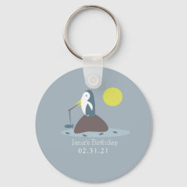 Chaveiro Festa de Aniversário de Pesca de Pinguim Mais Fofo