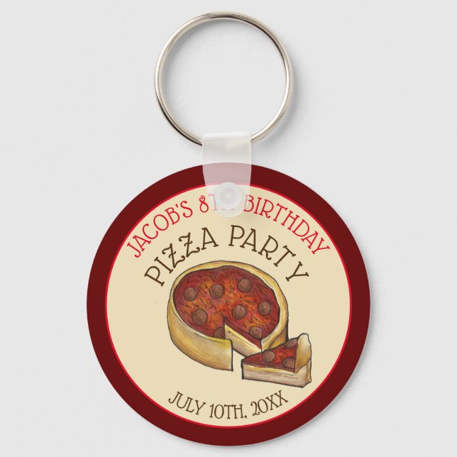 Chaveiro Festa de aniversário De Pizza De Pepperoni Para De (Frente)