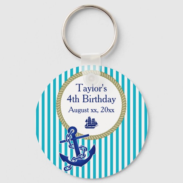 Chaveiro Festa de aniversário Personalizada Náutica (Frente)