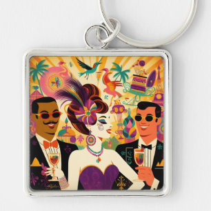 Chaveiro Festa de Cocktail Mardi Gras Retro Meados do Sécul
