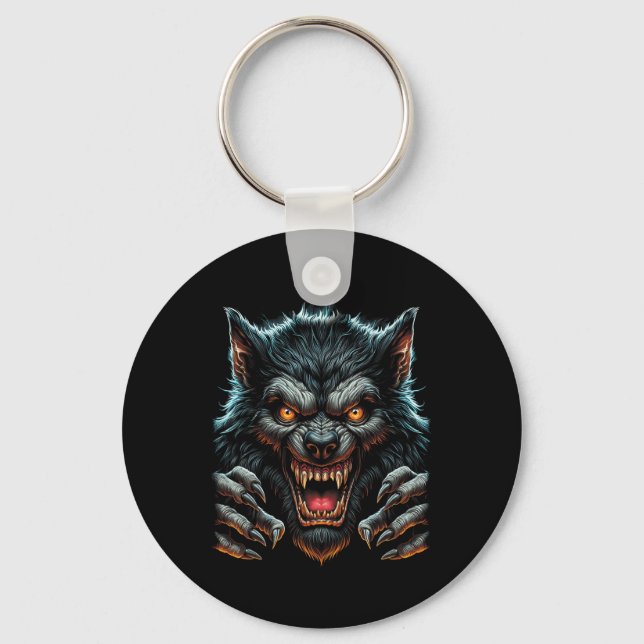 Chaveiro Festa de Halloween Costume Angry Werewolf Wolfman (Frente)
