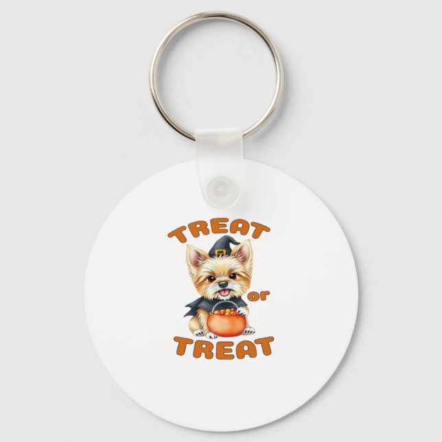 Chaveiro Festa de Halloween para Yorkshire Terrier �Truque  (Frente)