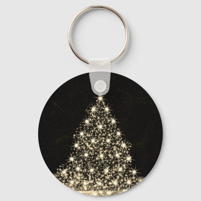 Chaveiro Festa de Natal Árvore Brilhante Dourada Inverno Pr (Frente)