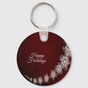 Chaveiro Festa de Natal Crystal Snowflakes Red Rustic