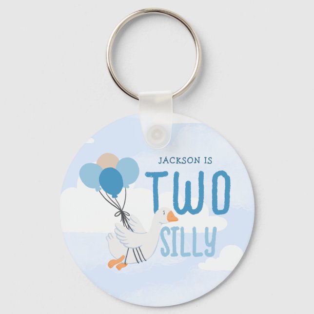 Chaveiro Festa de segundo aniversário de Ganso de Dois Bobo (Frente)