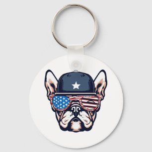 Chaveiro Festa do Bulldog Francês 4 de julho